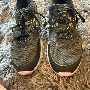 Asics Black and Gray Sneakers with Mesh Upper and Cushioned Midsole